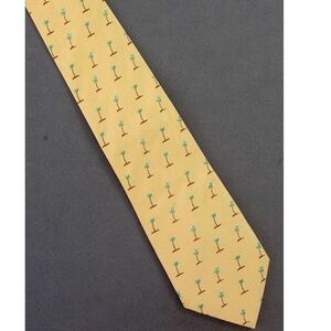 VINTAGE Y2K 90s Tommy Bahama Gold 100% Silk Palm Tree necktie Beach